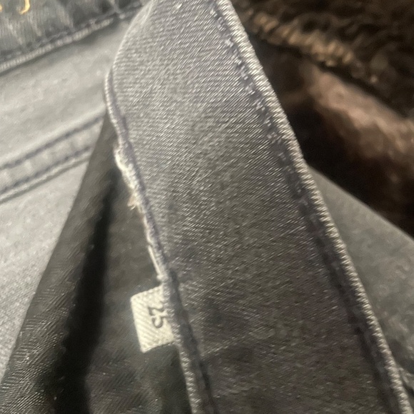 7 for all mankind Low-Mid Rise Skinny Jeans Copped Raw Hem Gray Faded Black - Picture 5 of 12